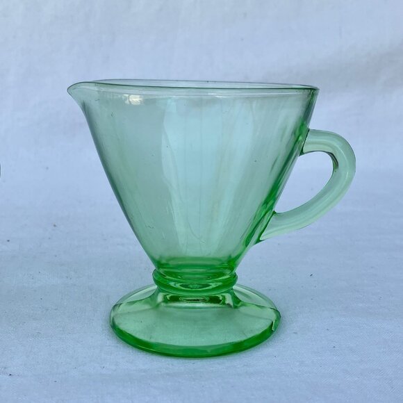 Hazel Atlas Ovide Green Uranium Open Sugar and Creamer - Picture 7 of 9